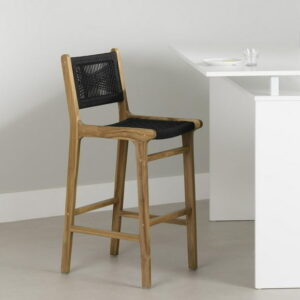 Teak Wood and Woven Rope Bar Stool from the collection Balka South Shore