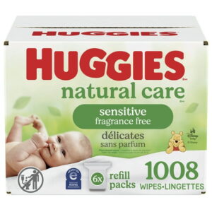 Huggies Natural Care Sensitive Baby Wipes, UNSCENTED, 6 Refill Packs, 1,008 Wipes, 1008 Wipes