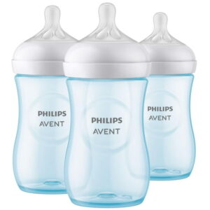 Philips Avent Natural Baby Bottle with Natural Response Nipple, Blue 9oz, 3pk, 9oz, 3 pack