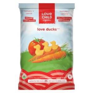Love Child Organics Love Ducks Tomato + Carrot Corn Snacks 30g Bag, 30 g