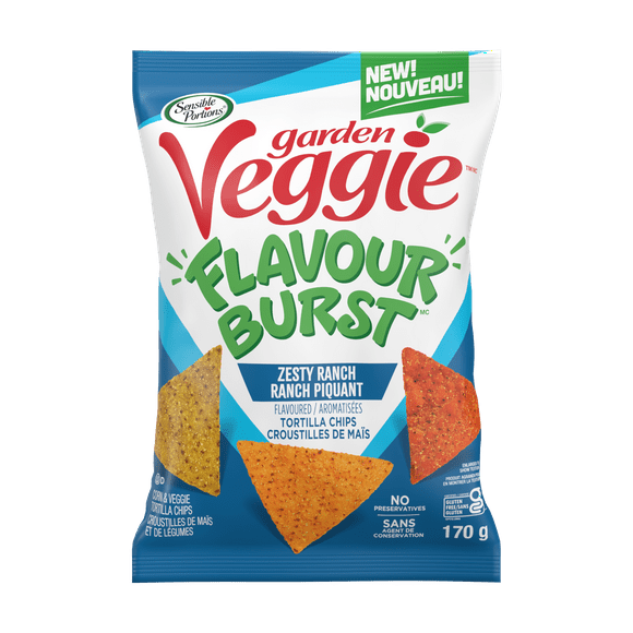 Sensible Portions Garden Veggie Flavour Bursts Zesty Ranch Flavoured Tortilla Chips, 170g