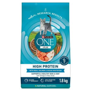 Purina ONE +Plus High Protein Salmon & Ocean Whitefish Formula, Dry Cat Food, 1.8-3 kg