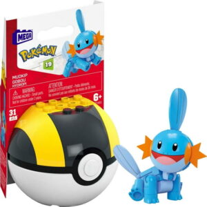 MEGA Pokemon Mudkip Building Toy Kit, Poseable Action Figure (31 Pieces) for Kids