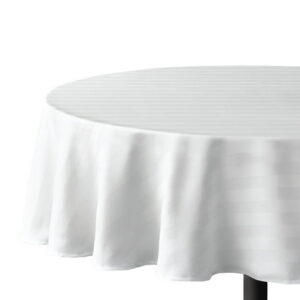 Hometrends Microfiber Stripe Tablecloth, 70" Round, White