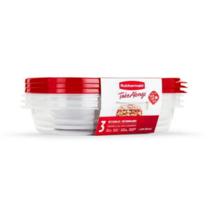 Rubbermaid TakeAlongs Food Storage Container, Rectangles, 4 Cup, 3 Pack