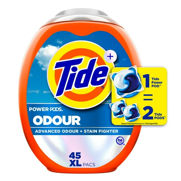 Tide Odour + Oxi Laundry Detergent Pacs, Original Scent, Advanced Odour + Stain Fighter, 45CT