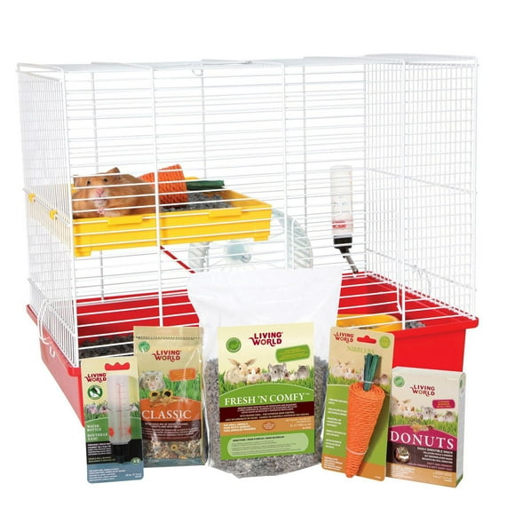 Living World Deluxe Hamster Cage and Bedding Starter Kit - 46 cm L X 29 cm W X 37 cm H (18in x 11.4in x 14.5in)