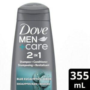 Dove Men Care Blue Eucalyptus and Birch 2 in 1 Shampoo and Conditioner, 355 ml Shampoo+Conditioner