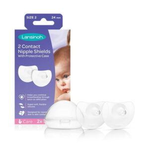 Lansinoh Contact Nipple Shields for Breastfeeding, 2 Nipple Shields (24mm) and Case, Helps with Latch-on Issues, 2 Nipple Shields (24mm)