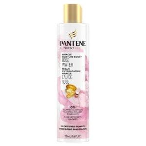 Pantene Rose Water Nutrient Blends Sulfate Free Shampoo, Moisturizes Dry Hair, Safe for Color Treated Hair, 285 mL