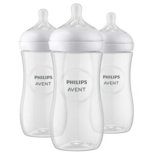 Philips Avent 9oz Natural Baby Bottle with Natural Response Nipple, Blue Elephant Design, 3 pack, PHILIPS AVENT NATURAL BTL 11OZ 3PK