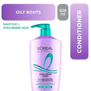 L'Oréal Paris Hyaluron Pure Rehydrating Conditioner 828 ml, Oily Roots & Dehydrated Hair