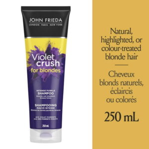 John Frieda Violet Crush Intense Purple Shampoo for Brass Repair of Natural and Colour-Treated Blonde Hair, 250 mL