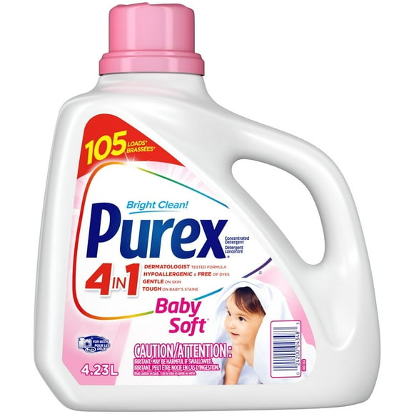 Purex 4 in 1 Hypoallergenic Concentrated Liquid Laundry Detergent, Baby Soft, 4.23 Litres, 105 Loads, 4.23 Litres, 105 Loads