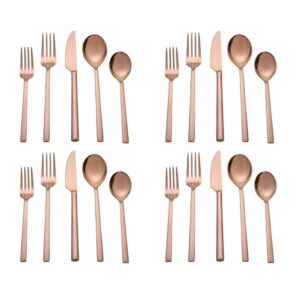 Hometrends 20 Piece Stainless Steel Flatware Set Rose Gold, HT 20 Pc Rose Gold Flatware