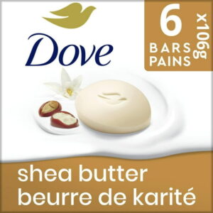 Dove Beauty Bar Soap for Nourished, Radiant Skin, Shea Butter, Enriches Skin, 106g (Pack of 6)