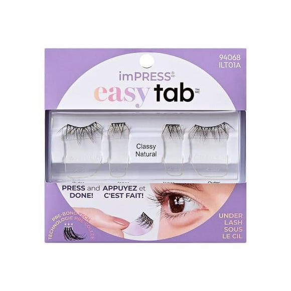KISS imPRESS Press On Falsies Easy Tab Eyelashes - Black - Classy Natural, KISS imPRESS Falsies