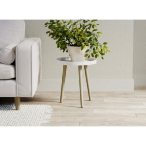 Side Table. End Table Living Room. Bedside Table or Night Stand. Small Entry Table. Easy To Assemble. White Top, Natural Wood Base