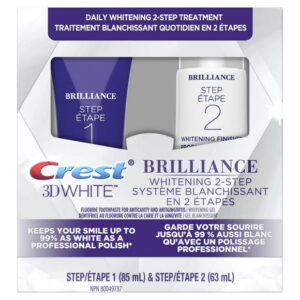 Crest 3D White Brilliance + Whitening Two-step Toothpaste, 1 Daily Cleansing Toothpaste, 85 mL and 1 Whitening Gel System, 63 mL