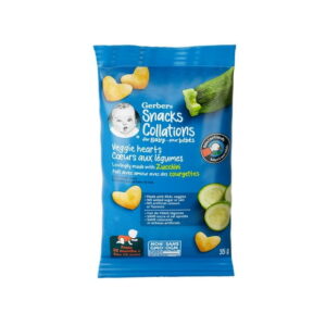 GERBER Veggie Hearts Zucchini, Baby Snacks, 10 Months & Up, Source Of Vitamin B1, Iron & Zinc, 3g Whole Grains, Made with Real Zucchini, No Artificial Flavours or Colours, No Added Sugar, No Added Sal, 35g