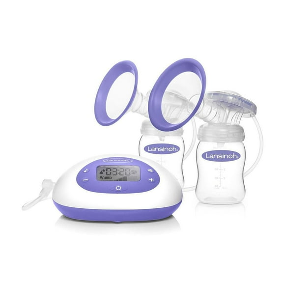 Lansinoh SignaturePro Double Electric Breast Pump, Portable, Includes 25mm Breast Pump Flanges & 2 Lansinoh Baby Bottles, Comfortable pumping for mom, 1 Breast Pump