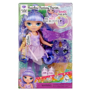 Rainbow High Littles Rainbow Fantasy Fairies + Pet Amethyst, Purple 5.5" Posable Small Doll & Fantasy Pegasus Unicorn Pet