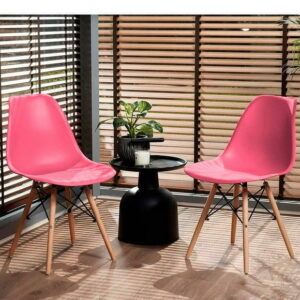 Heavenly Collection Dark Pink Wood Chair SET OF 2