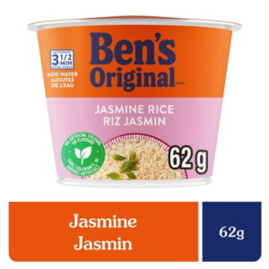 BEN'S ORIGINAL Jasmine Rice Single Serve Cup, Snack or Side, Microwave in 3.5 Minutes, 62g, BEN JASMINE SINGLE SERVE CUP 62g