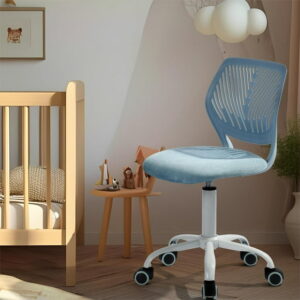 Homy Casa Ergonomic Kids Desk Chair with Height Adjustable Swivel Wheels, Sturdy Construction, Blue Fabric