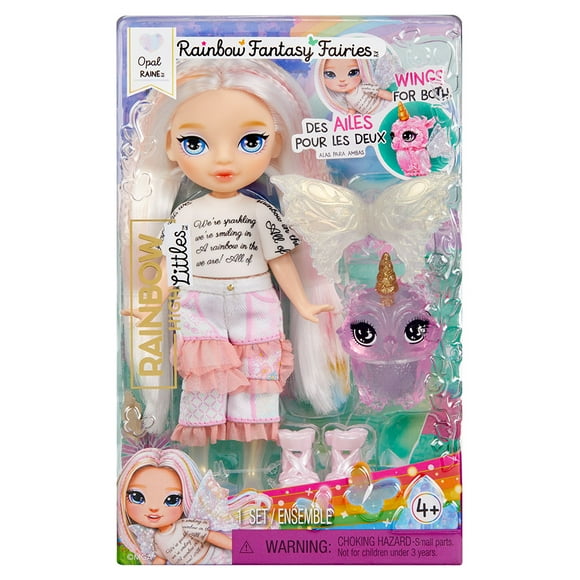 Rainbow High Littles Rainbow Fantasy Fairies + Pet Opal, Rainbow 5.5" Posable Small Doll & Fantasy Owl Pet