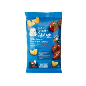 GERBER Veggie Hearts Tomato, Baby snacks, 10 Months & Up, Source Of Vitamin B1, Iron & Zinc, 3g Whole Grains, No Artificial Colours, No Artificial Flavours, No Added Sugar, No Added Salt, 35g