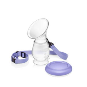 Lansinoh Silicone Breast Pump for Breastfeeding with Suction Base, 4 Oz, Includes Neck Strap and Protective Lid, Portable and Lightweight design