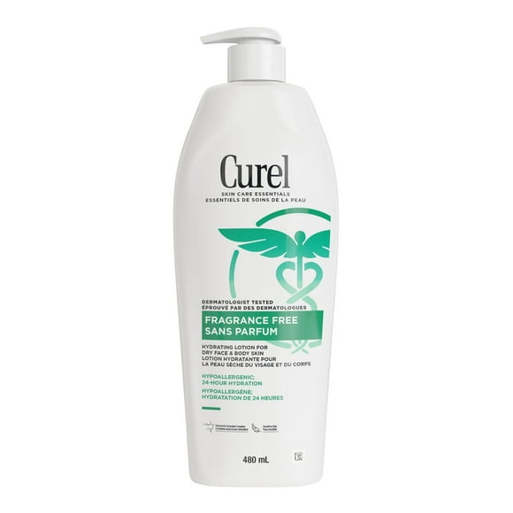Curel Fragrance Free Lotion, Hypo-Allergenic Body Moisturizer for Dry, Sensitive Skin, 480mL, 480 ml