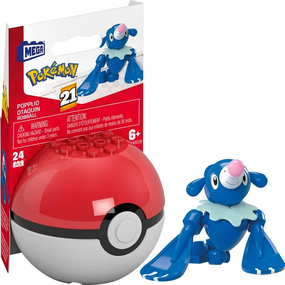 MEGA Pokémon Poplio Building Toy Kit, Poseable Action Figure (24 Pieces) for Kids