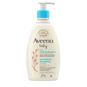 Aveeno Baby Daily Wash & Shampoo babys hair & Sensitive Skin Cleanser with Natural Oat Paraben Free & Phthalate Free, sulfates-free and dye-free - 354 mL, 354 mL, lightly scented