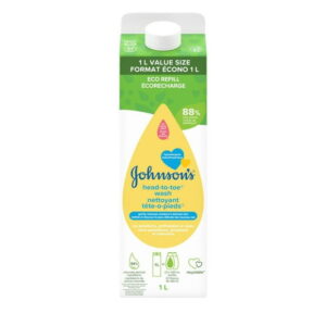 Johnsons Head to Toe Wash 1L Carton Refill, Gently Cleanses Baby's Delicate Skin, Hypoallergenic Cleanser, Paraben Free, 1 L