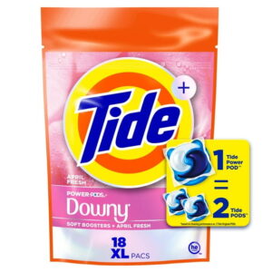 Tide Power PODs + Downy Laundry Detergent Pods, Soft Boosters + April Fresh, 18CT