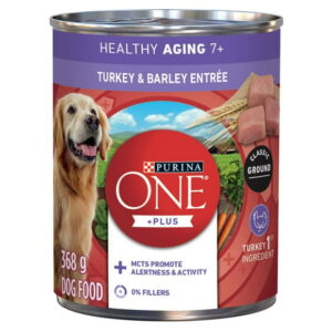 Purina ONE Plus+ Healthy Aging 7+ Classic Ground Turkey & Barley Entrée, Wet Dog Food 368 g, 368 g