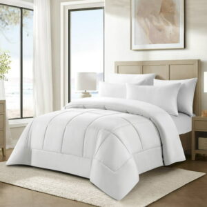 Swift Home Basic Down Alternative Comforter, All Season Hypoallergenic Cozy Comforter, Queen, White