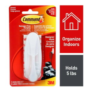 Command Designer Hook 17083-EF, Large, 1 Hook, 2 Strips, 5 lb