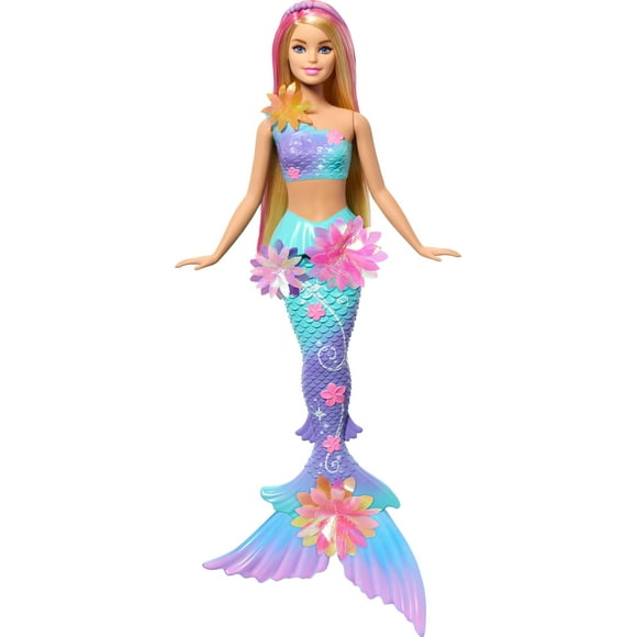 Barbie Flower Magic Mermaid Toy Doll with Surprise Blooming Flowers Feature & Pearl Headband Accessory