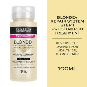 John Frieda Blonde+ Repair System, Pre-Shampoo Treatment, for Damaged, Blonde Hair | STEP 1 | Made in Canada, 100mL