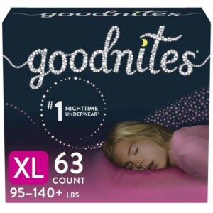Goodnites Girls' Nighttime Bedwetting Underwear, Economy Plus Pack, Sizes XS-XXL