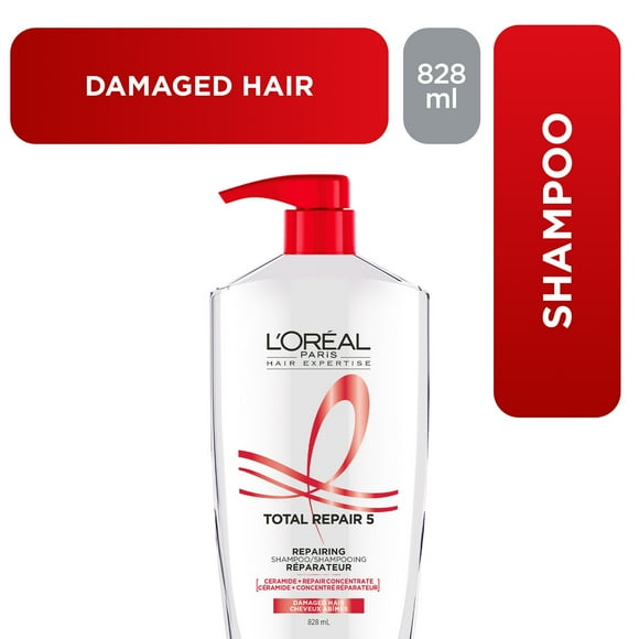 L'Oreal Paris Hair Expertise Total Repair 5 Shampoo, Rich Nourishment, Exquisite Softness, 828 mL