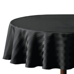 Hometrends Microfiber Stripe Tablecloth, 70" Round, Black