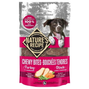 Nature's Recipe Chewy Bites Grain Free Natural Dog Treats, Turkey, Pea & Carrot Recipe