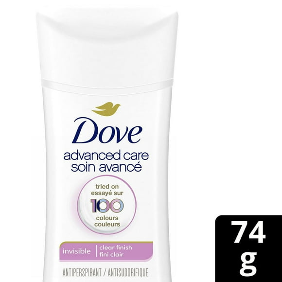 Dove Advanced Care Invisible Clear Finish Scent Antiperspirant Deodorant for Women with Pro-Ceramide Technology for Soft, Resilient Skin, 74g