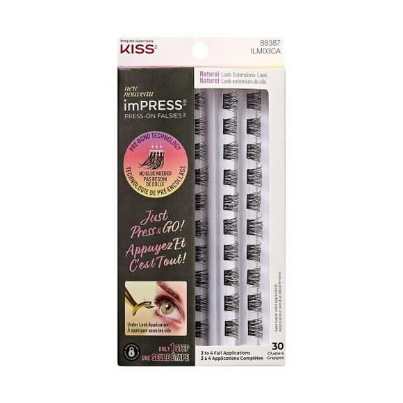 KISS ImPRESS Press-On Falsies Eyelashes Refill Pack - Natural - 30 Lash Clusters, KISS ImPRESS Nails