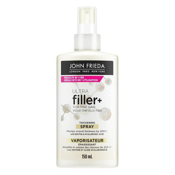 John Frieda Ultra Filler+ Thickening Spray for Fine & Thin hair, with Biotin and Hyaluronic Acid, Heat Protection, Plumping Spray, 250 mL, 250 mL