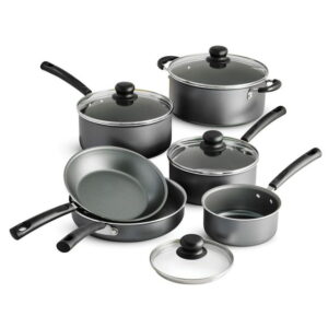 Tramontina PrimaWare 10 Pc Aluminum Nonstick Cookware Set  Steel Gray